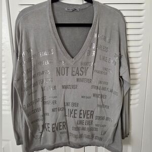 New Collection brand gray V-neck sweater
